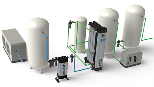 空壓機(jī)后處理解決方案--壓縮空氣過(guò)濾干燥系統(tǒng)圖